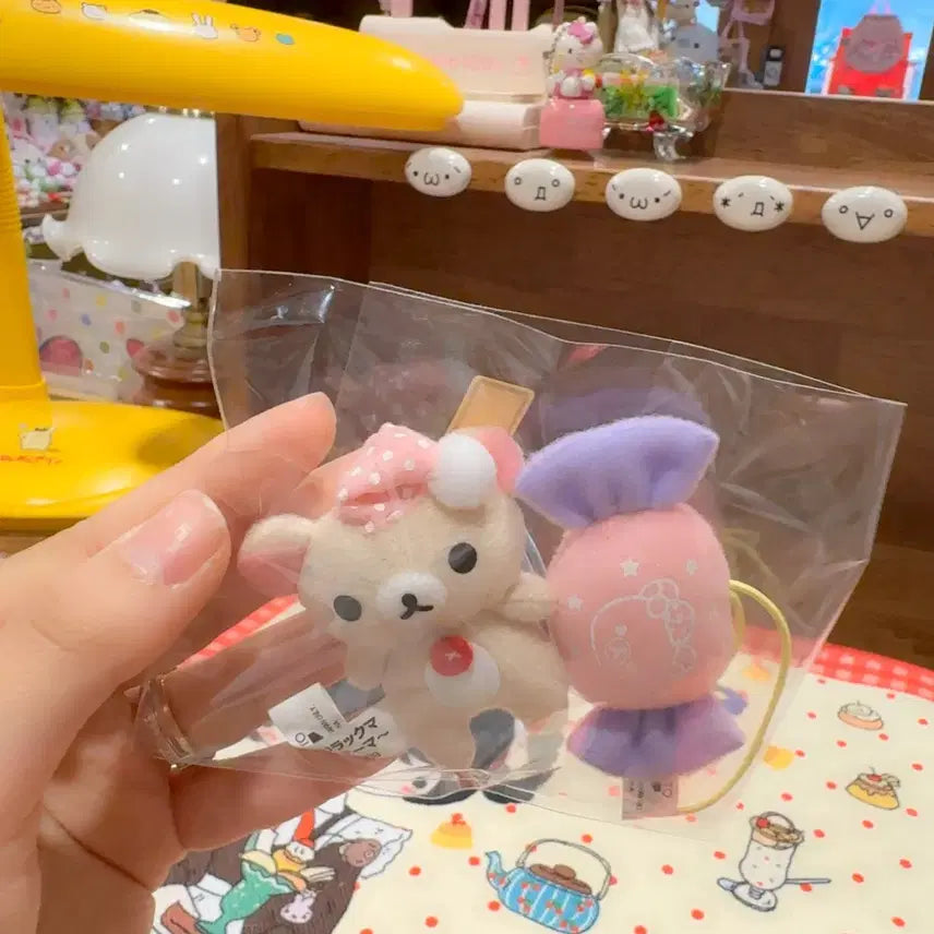 [BUNJANG] San-X Korilakkuma Candy Pajama Series Mini Doll Keychain Set / 고전 산엑스 코리락쿠마 사탕 파자마 잠옷 시리즈 미니 인형 키링 세트