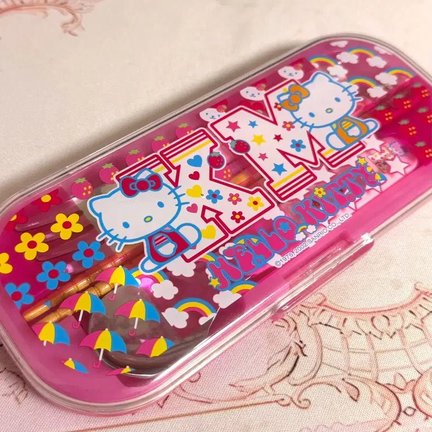 [BUNJANG] 2002 Classic Hello Kitty Cutlery Case Lunch Box / 고전키티 2002 수저통 도시락