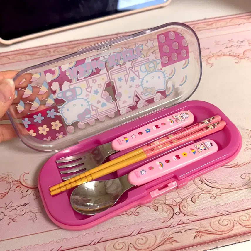 [BUNJANG] 2002 Classic Hello Kitty Cutlery Case Lunch Box / 고전키티 2002 수저통 도시락
