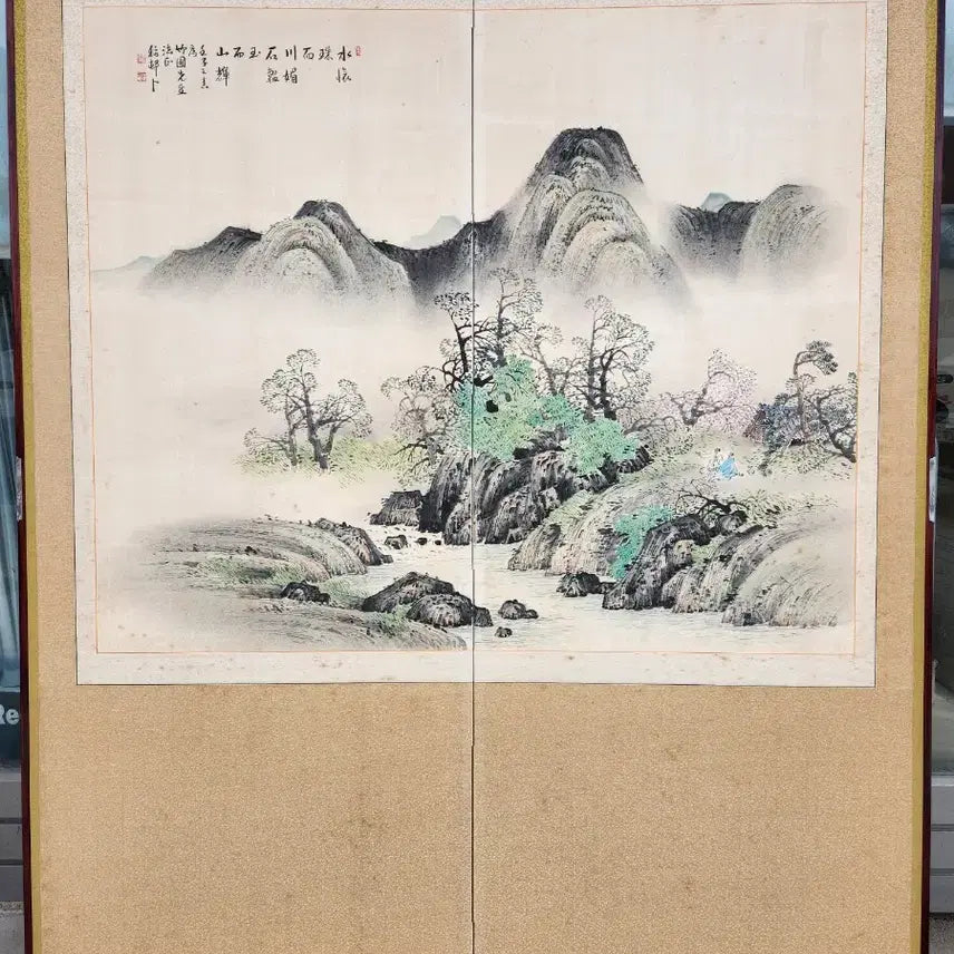 [BUNJANG] Dochon Shin Young-bok Landscape Folding Screen / 유명작가 도촌 신영복 대련 산수화 병풍