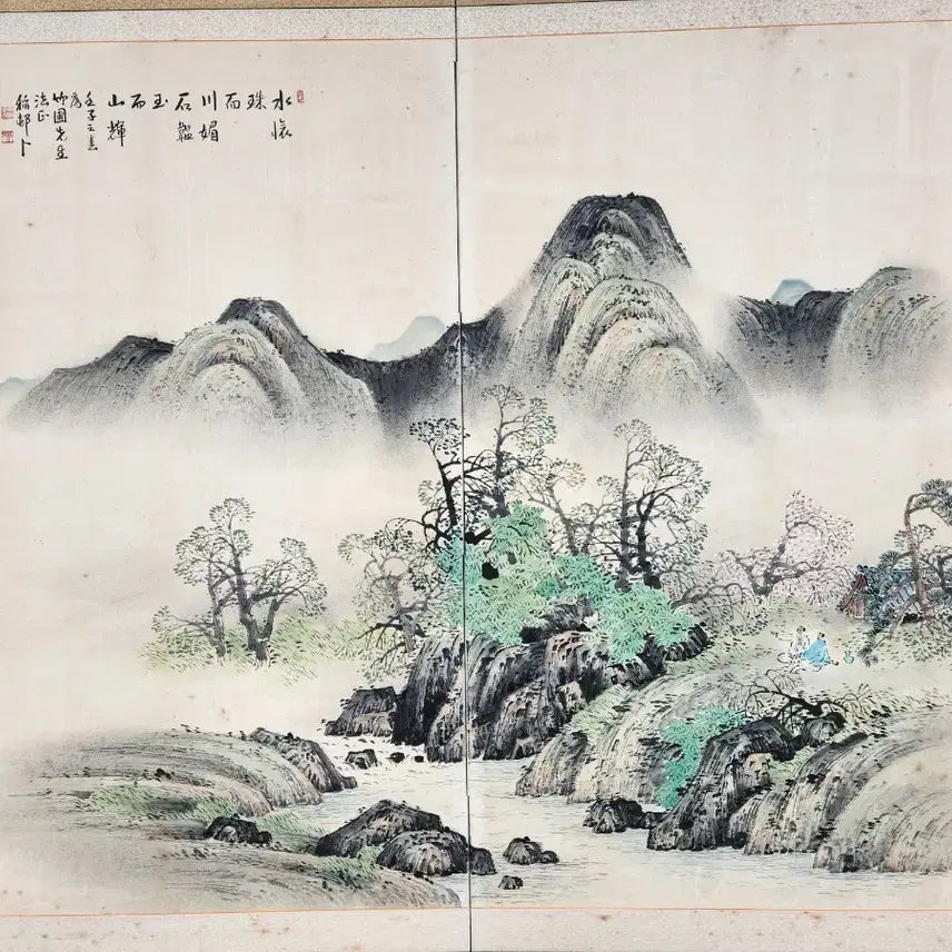 [BUNJANG] Dochon Shin Young-bok Landscape Folding Screen / 유명작가 도촌 신영복 대련 산수화 병풍