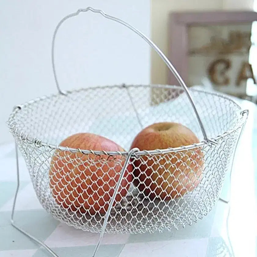 [BUNJANG] Vintage French Foldable Wire Egg Basket with Handle / 빈티지 프렌치 접을수 있고 핸들과 다리가 있는 와이어 에그 바스켓