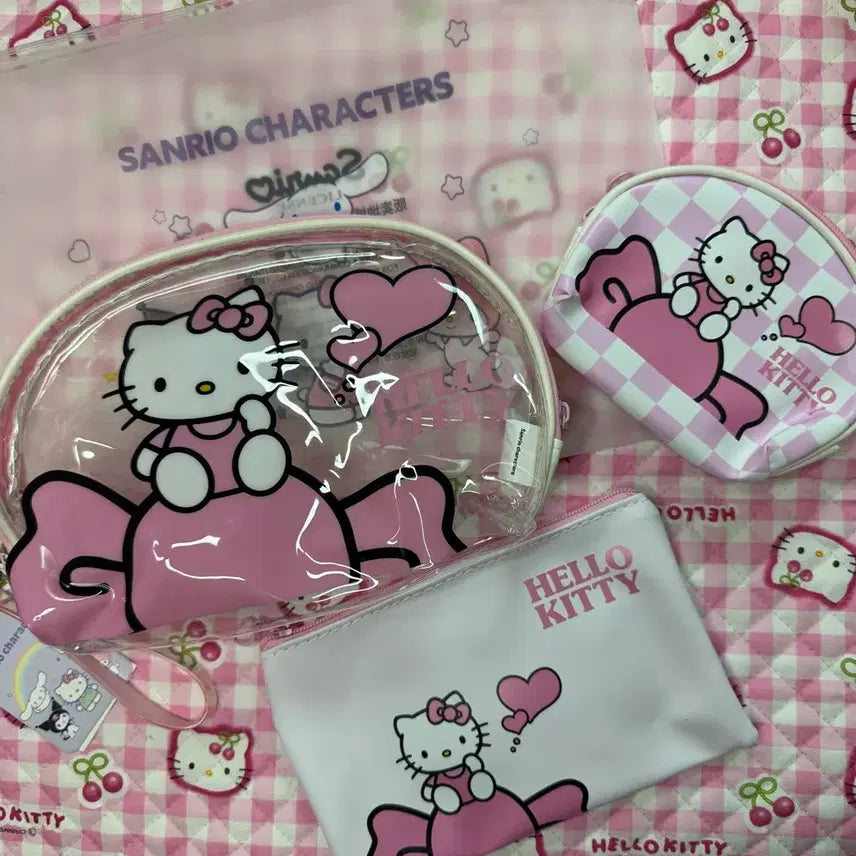 [BUNJANG] Sanrio Hello Kitty Pink Triple Pouch / 헬로키티 키티 핑크 3중 파우치 정품