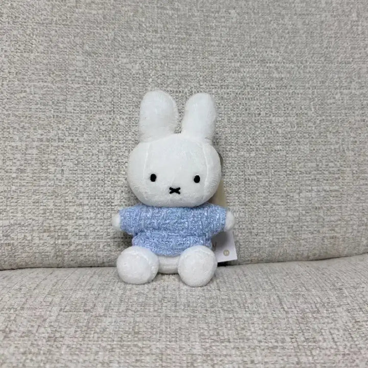 [BUNJANG] Miffy Tweed Keyring Plush - Sky Blue / 정품 트위드 입은 미피 키링 인형 스카이블루