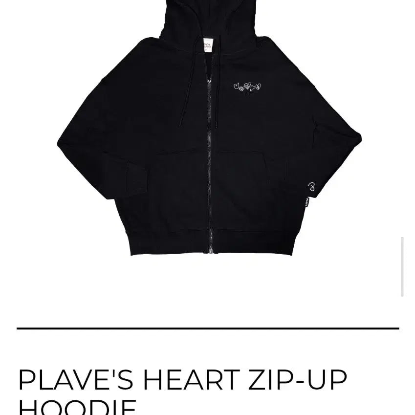 [BUNJANG] PLAVE Heart Zip-Up Hoodie Black L / 플레이브 하트 집업 후드 블랙 L