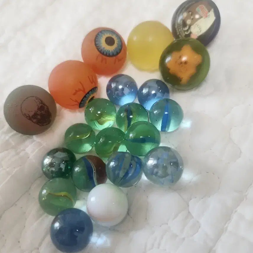 [BUNJANG] Vintage Glass Marble &amp; Bouncy Ball Set / 문방구 추억의 유리구슬 &amp; 탱탱볼 세트