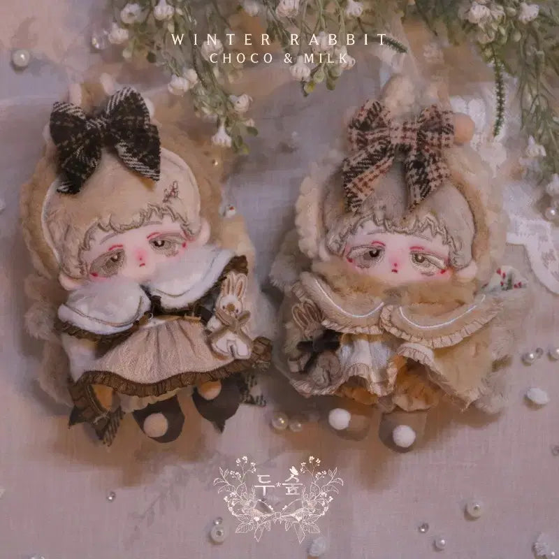 [BUNJANG] 10cm Doll Clothes Dusoop Winter Rabbit Choco &amp; Milk Bundle Set / 10cm 인형옷 두숲 겨울토끼 초코&amp;밀크 일괄