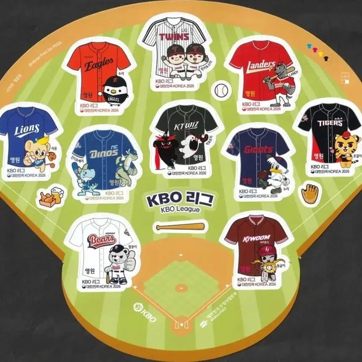 [BUNJANG] 2026 KBO League Eternal Stamp Sheet (Sticker Type) / 2026 KBO 리그 영원 우표 전지 (스티커형)