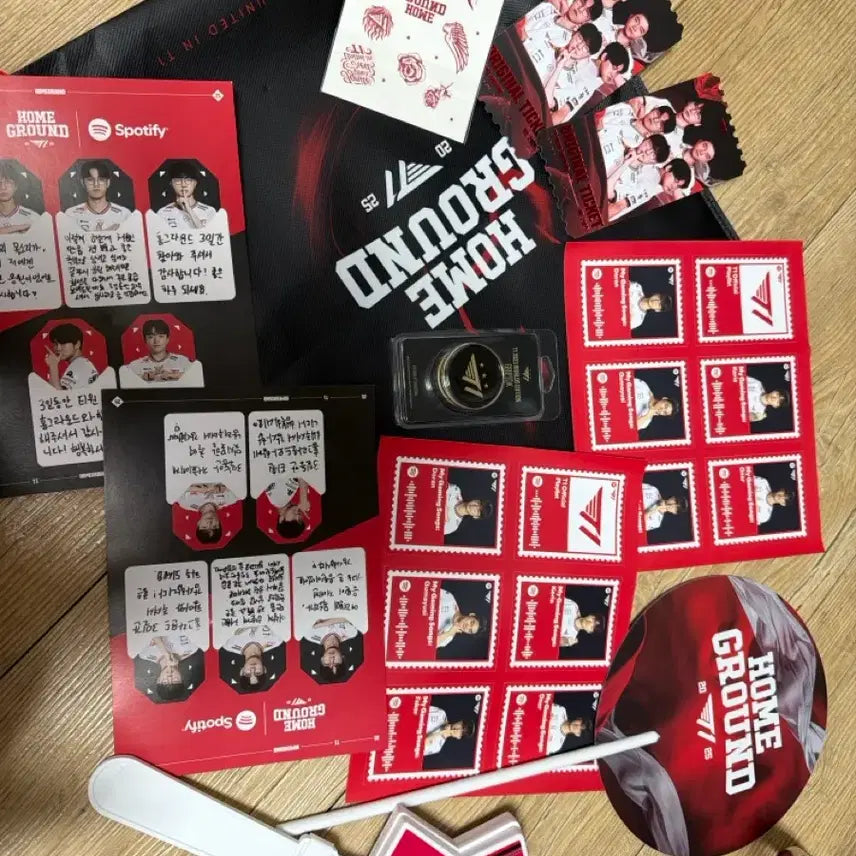 [BUNJANG] T1 2025 Home Ground Gym Sack Bundle Set / T1 티원 2025 홈그라운드 짐색 + 부채 오리지널 포토카드 등등