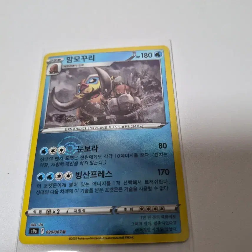 [BUNJANG] Pokemon Mamoswine Mirorball Card / 포켓몬 카드 맘모꾸리 미러볼