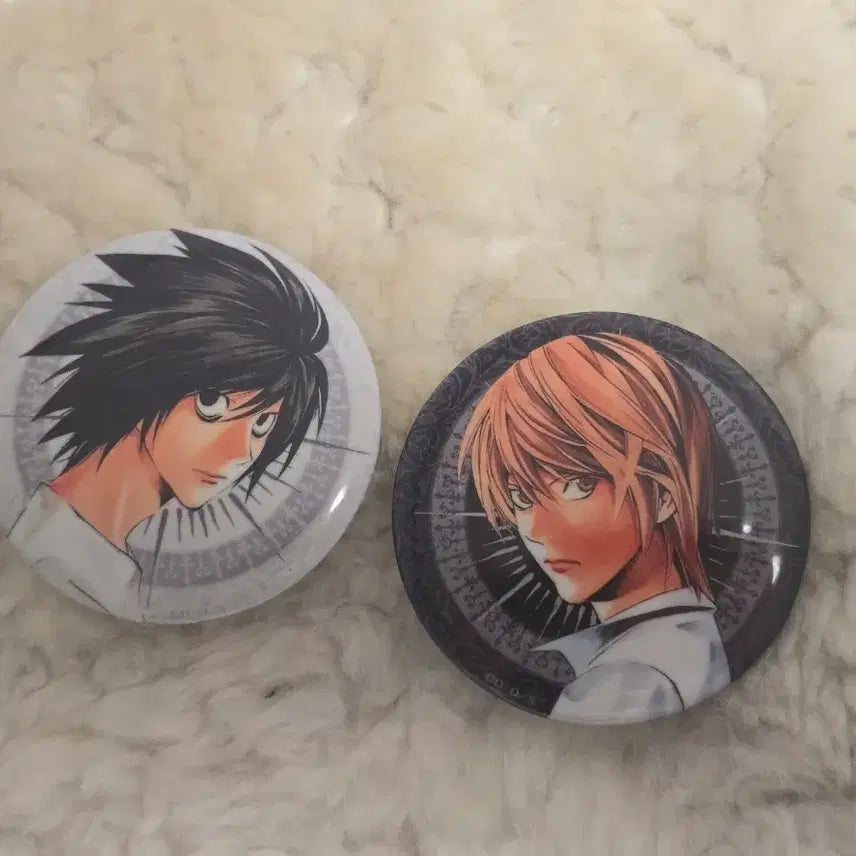 [BUNJANG] Death Note L &amp; Light Can Badge Set / 데스노트 캔뱃지 L 엘 라이토