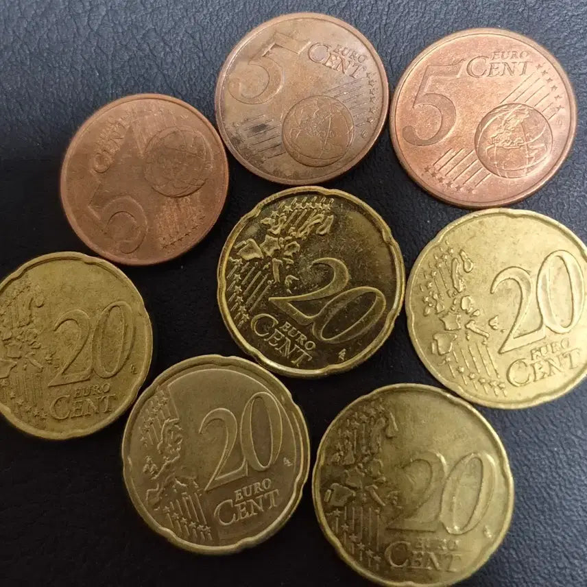 [BUNJANG] Euro Coins Bundle Set - 5 Cents &amp; 20 Cents (Various Years) / 20센트 5센트 유로 동전. 초년도10점 일괄. 줄세우기