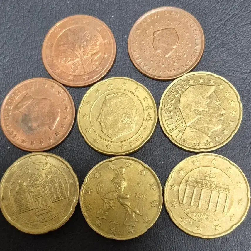 [BUNJANG] Euro 20 Cent &amp; 5 Cent Coin Set (2002-2009) - 8 Early Year Coins / 유로 20센트5센트 주화. 줄세우기8점. 초년도