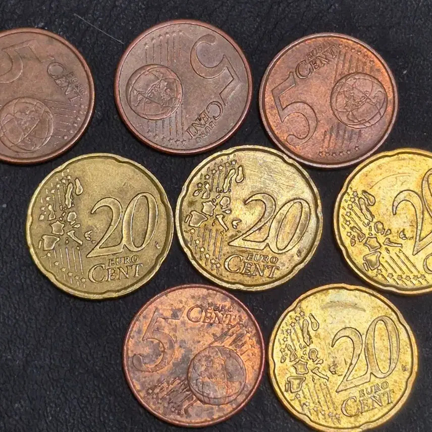 [BUNJANG] Euro 20 Cent &amp; 5 Cent Coin Set (2000-2002) / 유로 20센트5센트 2000-2002년 주화 줄세우기 8점. 초년도
