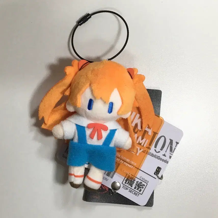 [BUNJANG] Evangelion Asuka Langley Soryu Plush Doll Tag Keychain / 신세기 에반게리온 billi 아스카 인형 누이 태그 키링 키체인
