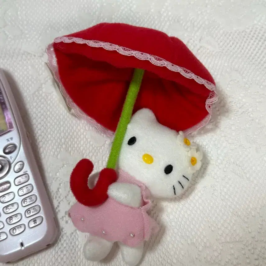 [BUNJANG] Sanrio Classic Hello Kitty Umbrella Kitty Rare Pink Keyring / 산리오 고전 헬로키티 우산키티 레어 핑크 키링