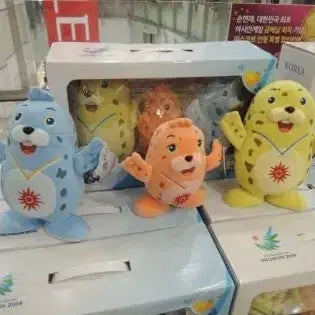 [BUNJANG] 2014 Incheon Asian Games Dotty Seal Family Mascot Dolls (Set of 3) / 2014 인천아시안게임 점박이 물범3남매 마스코트 인형