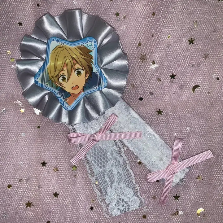 [BUNJANG] Handmade Ita Bag Can Badge Rosette - Silver Lace / 수제 이타백 캔뱃지 천사코어 로제트-실버레이스