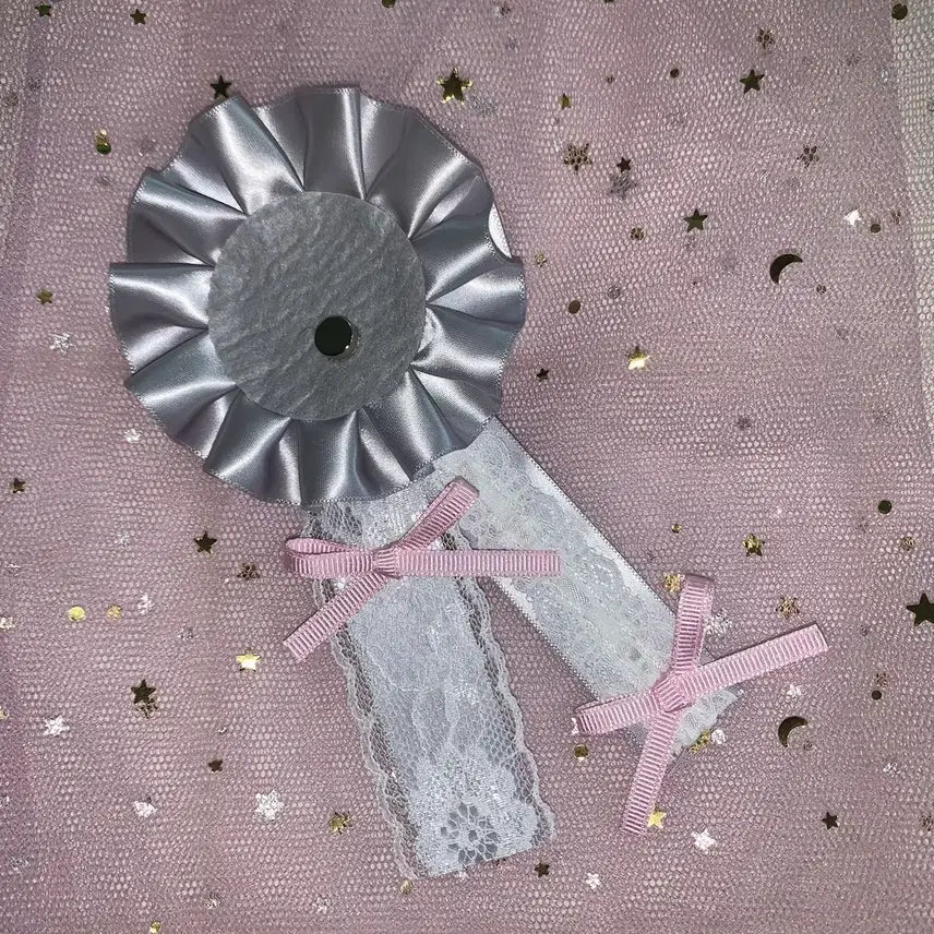[BUNJANG] Handmade Ita Bag Can Badge Rosette - Silver Lace / 수제 이타백 캔뱃지 천사코어 로제트-실버레이스