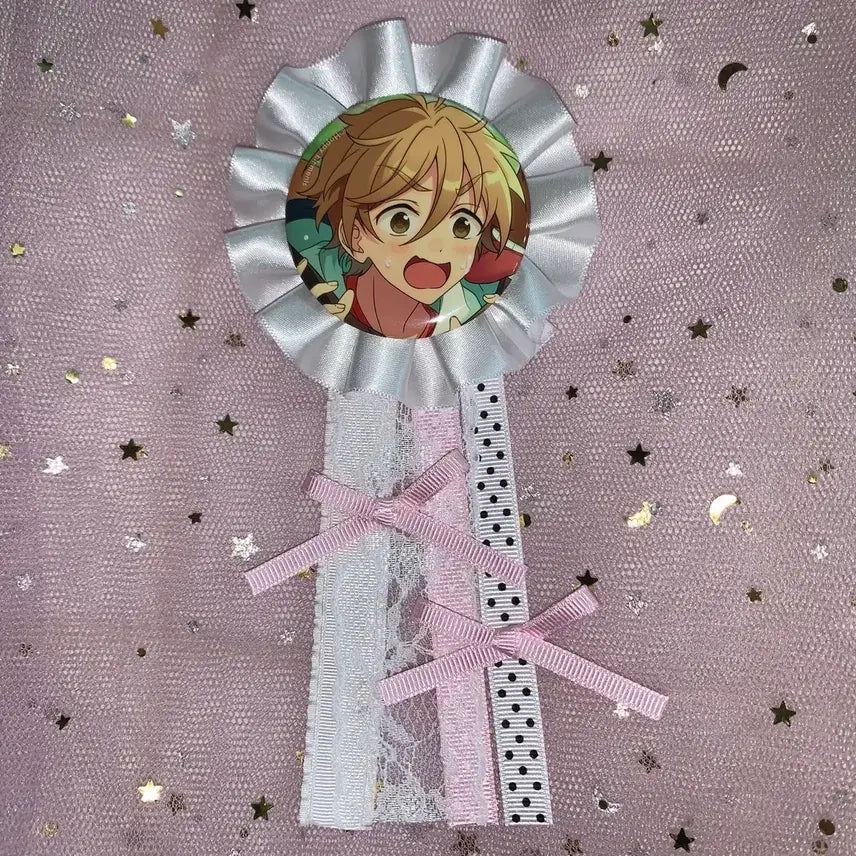 [BUNJANG] Handmade Ita Bag Badge Rosette - Angel Core Dot Ribbon / 수제 이타백 캔뱃지 천사코어 로제트-도트리본