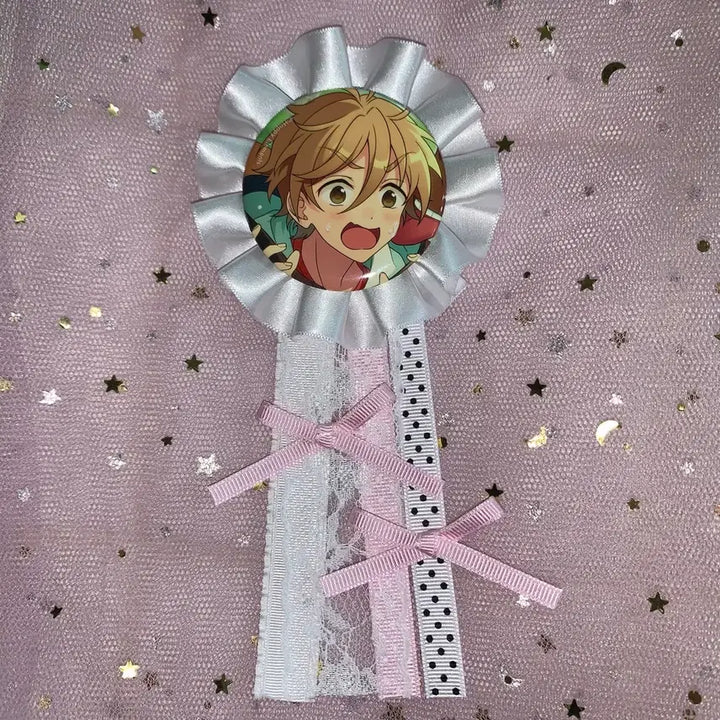 [BUNJANG] Handmade Ita Bag Badge Rosette - Angel Core Dot Ribbon / 수제 이타백 캔뱃지 천사코어 로제트-도트리본
