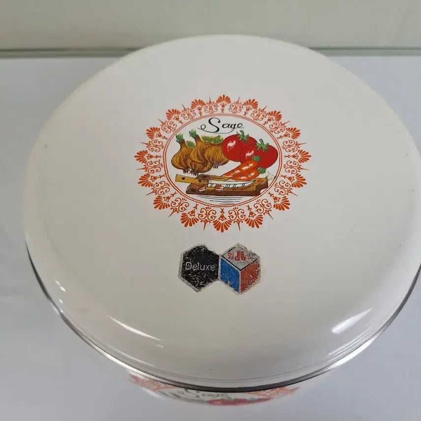 [BUNJANG] Korean Vintage Enameled Steel "Inkko Sage" Pot / 근대사 수집 자료 옛날 민속품 철재 범랑 국내산 잉꼬 세이지