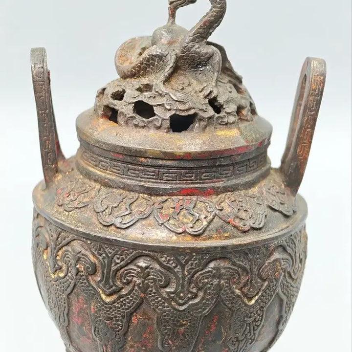 [BUNJANG] Chinese Bronze Incense Burner with Yaksha Base, Late Qing Dynasty / Republic Era / 청말 민국 야차상 도깨비 받침 동제 향로 중국골동품 고미술품 수집품