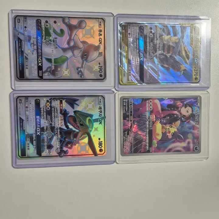 [BUNJANG] Pokemon Card Bundle: Mewtwo GX, Carriaskas GX, Rayquaza GX, Pikachu &amp; Mew GX / 포켓몬 카드 뮤츠 GX / 카리아스카 GX / 레쿠쟈 GX / 피카츄&amp;뮤