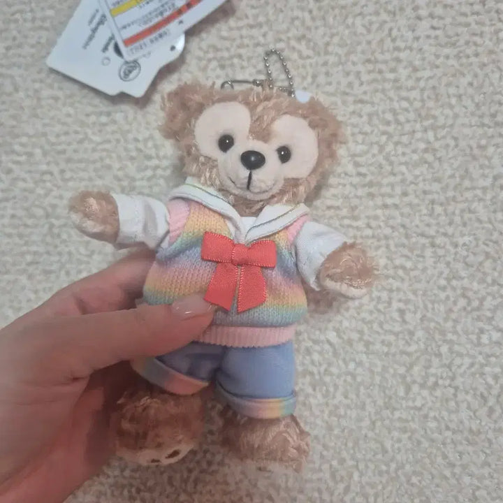 [BUNJANG] Duffy Bear Plush Keychain Rainbow Vest / 더피인형키링