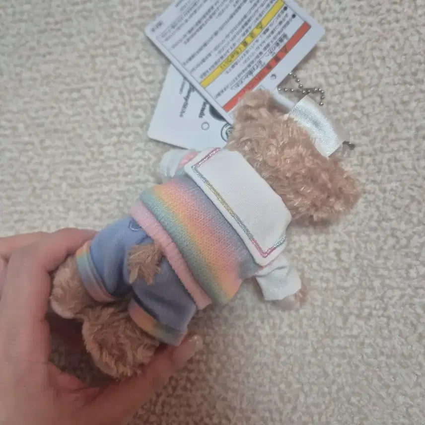 [BUNJANG] Duffy Bear Plush Keychain Rainbow Vest / 더피인형키링