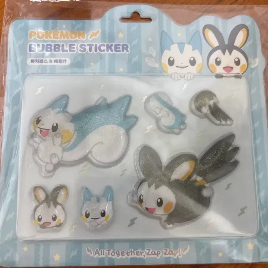 [BUNJANG] Pokemon Pachirisu &amp; Emolga Bubble Stickers / 포켓몬 버블 스티커 파치리스 &amp; 에몽가