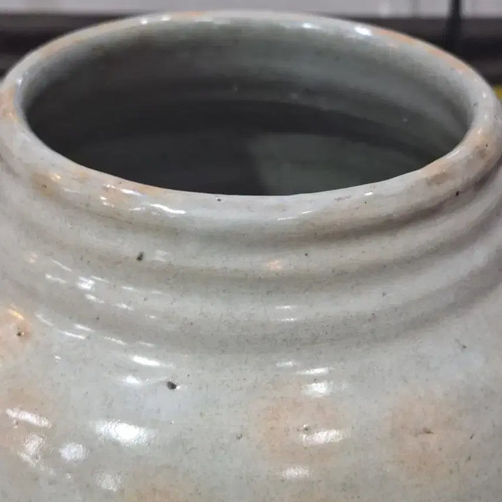[BUNJANG] Toam Seotawon (1946-2005) Celadon White Porcelain Sweet Potato Jar with Grape Motif / 고구마항아리