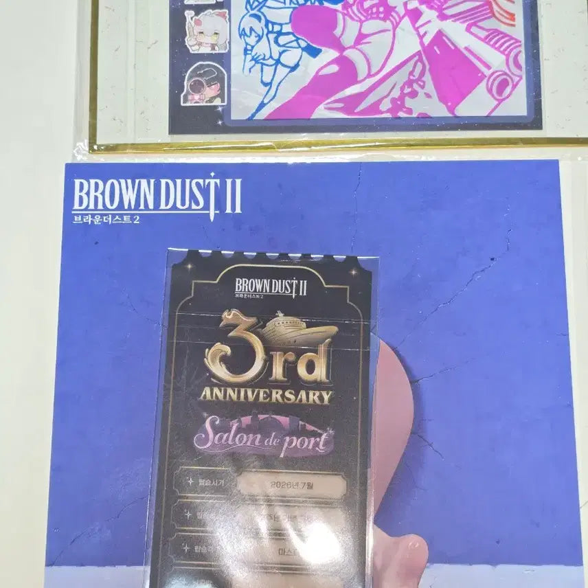 [BUNJANG] Brown Dust 2 Art Print Set (2 Types) &amp; 3rd Anniversary Ticket Postcard / 브라운더스트2 색지 2종 및 3주년 티켓 엽서