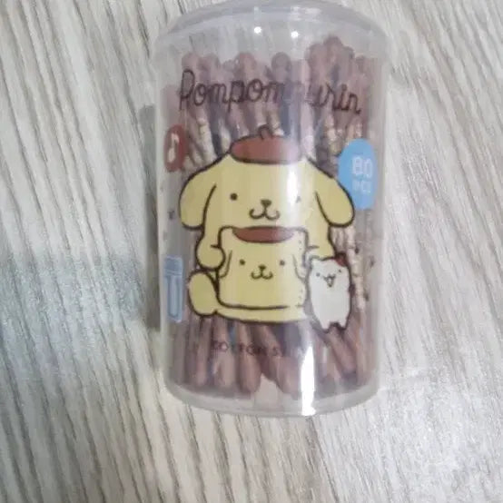 [BUNJANG] Sanrio Pompompurin Cotton Swabs (80 Count) / 산리오 폼폼푸린 면봉 80개입