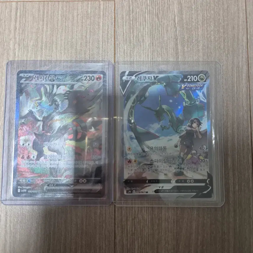 [BUNJANG] Reshiram SAR &amp; Rayquaza V Special Illustration Rare Card Set / 레시라무 sar + 레쿠쟈 v 특일 15에 팔아요 네고 가능