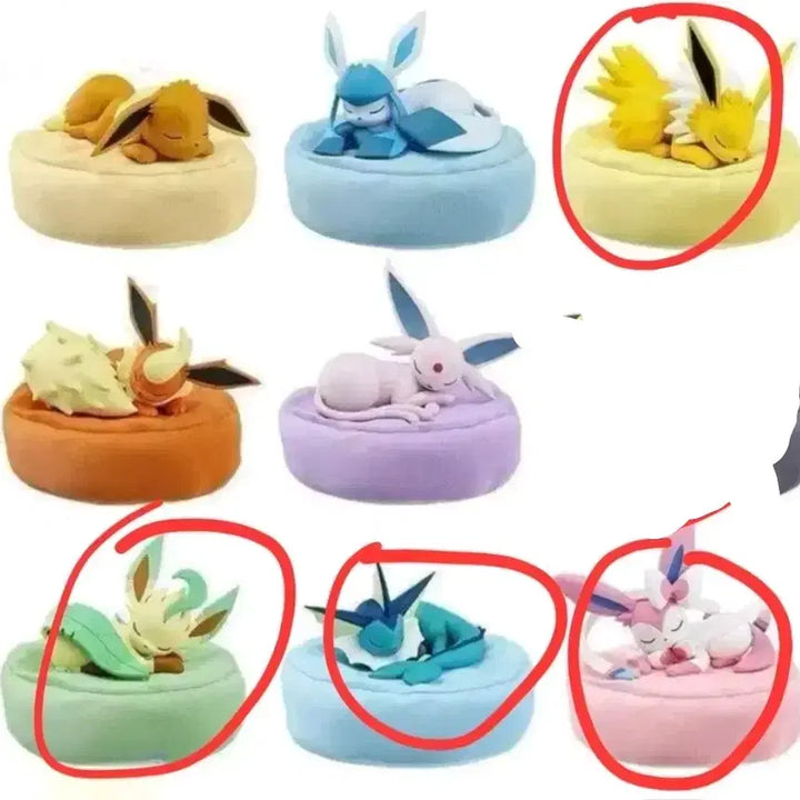 [BUNJANG] Eevee Sleeping Figure 5 Types Bundle Set (Sealed) / 잠자는 이브이 피규어 미개봉 4종 일괄 세트
