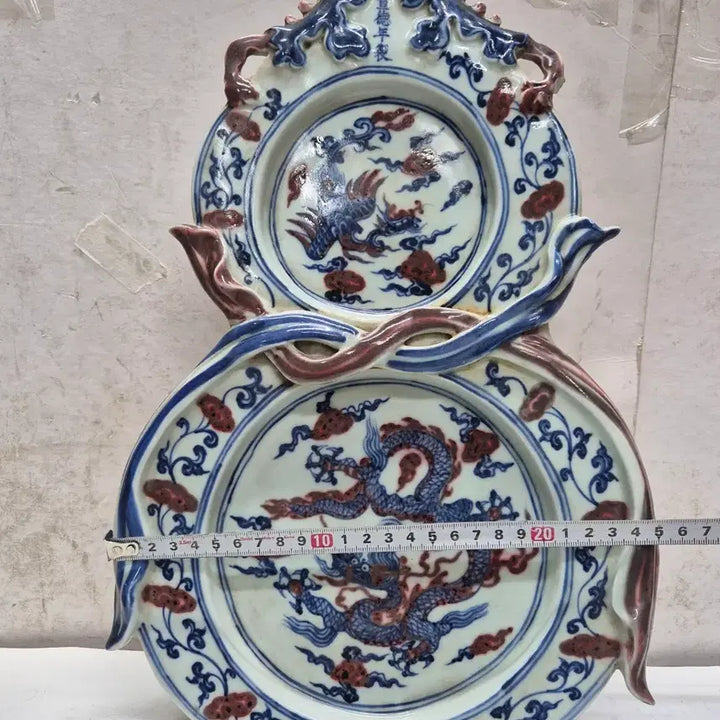 [BUNJANG] Ming Dynasty Xuande Mark Blue and White Glazed Dragon and Phoenix Porcelain Vase / [대명선덕년제] 청화 유리홍 용 봉황문 도자기 (0454)