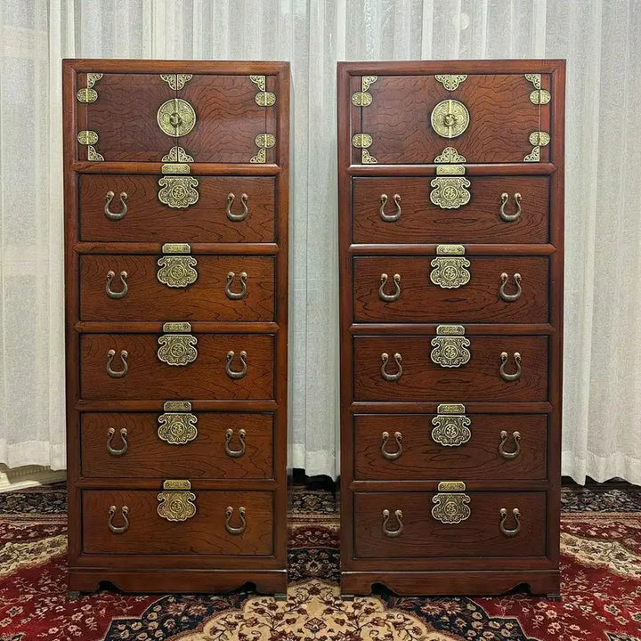 [BUNJANG] Leejo Craft Traditional 5-Drawer Cabinet / 고가구 포인트가구 이조공예 전통 문갑 5단 서랍장 SET