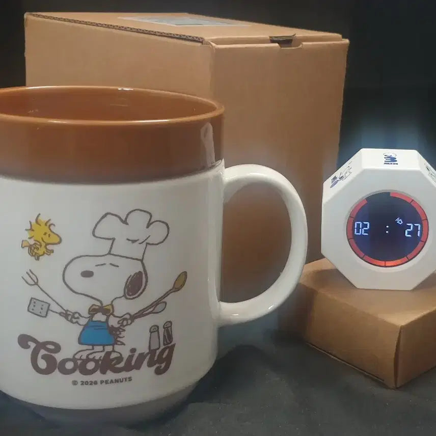 [BUNJANG] Snoopy Ramen Mug &amp; Octagon Timer Set / 피너츠,스누피,한정,굿즈,라면머그,타이머,새제품
