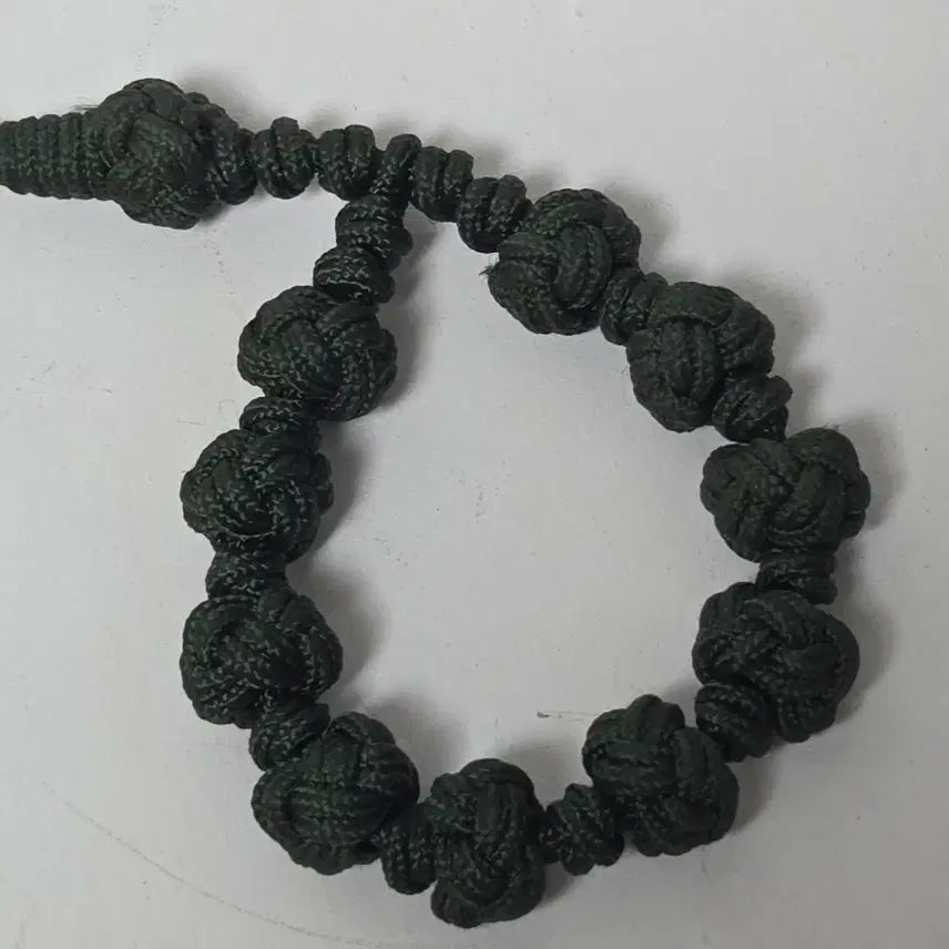 [BUNJANG] Wooden Cross Rosary with Knots / 나무 십자가 직물 묵주 가톨릭 십자가 나무 매듭