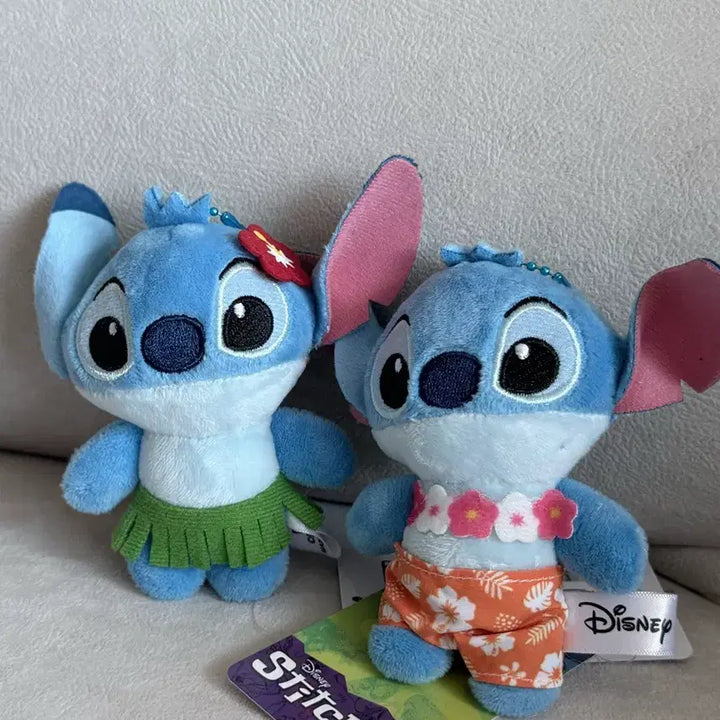 [BUNJANG] Disney Stitch Hawaiian Hula Keyring Doll Set (2 pcs) / 2개)디즈니 스티치 하와이안 훌라 키링인형 세트