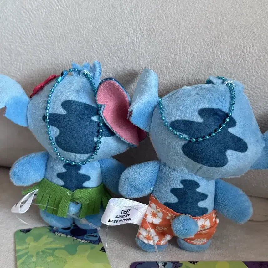 [BUNJANG] Disney Stitch Hawaiian Hula Keyring Doll Set (2 pcs) / 2개)디즈니 스티치 하와이안 훌라 키링인형 세트