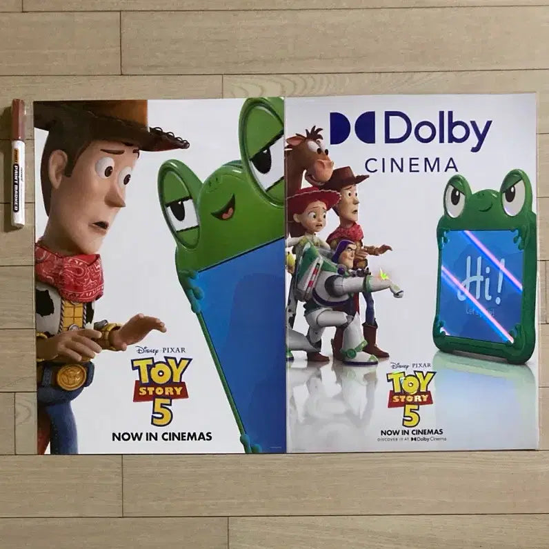 [BUNJANG] Toy Story 5 Special Screening Monami Brown Marker &amp; Woody Character / Dolby Poster / [토이스토리5] 스페셜 상영회 모나미 갈색 마커&amp;우디 캐릭터/돌비 포스터