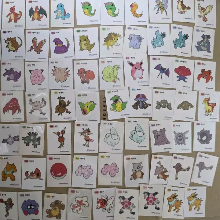 [BUNJANG] Pokemon Gen 1 Stickers 61 Unique + 9 Duplicates / 포켓몬 1세대,2세대 띠부씰 152장+픽셀1장
