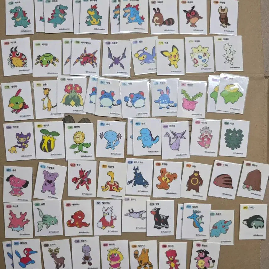 [BUNJANG] Pokemon Gen 1 Stickers 61 Unique + 9 Duplicates / 포켓몬 1세대+2세대 띠부씰 세자리넘버 129종(149장)