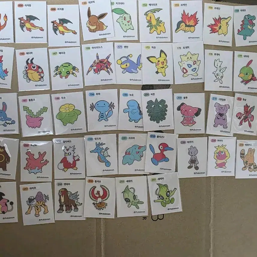 [BUNJANG] Pokemon Generation 2 Sticker Set - 45 Types with Triple-Digit Numbers / 포켓몬 2세대 띠부씰 세자리 넘버 45종