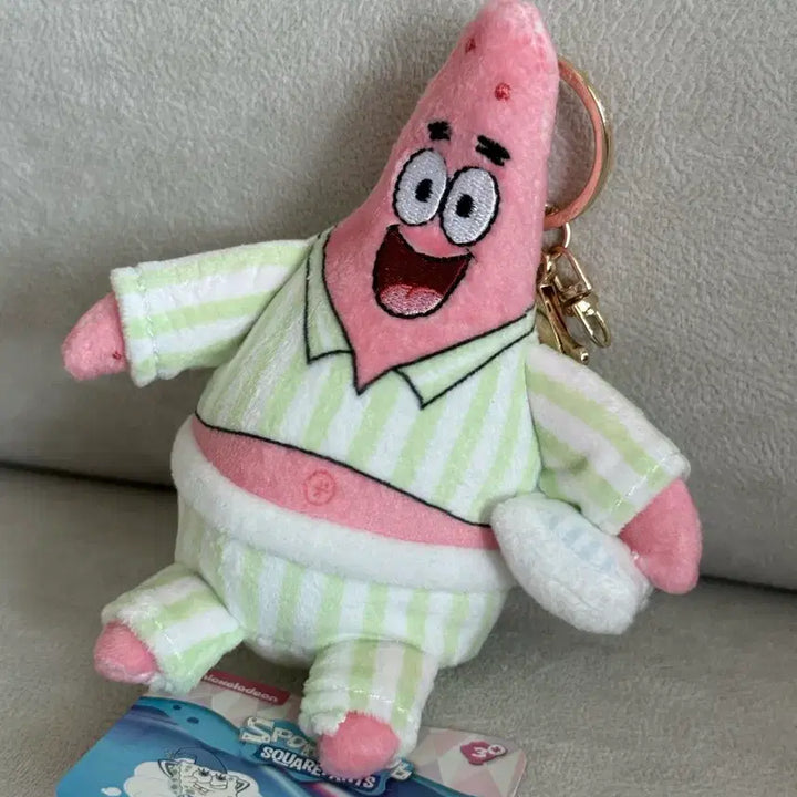 [BUNJANG] SpongeBob Patrick Star Pajama Keychain Plush / 스폰지밥 뚱이 파자마 키링 인형