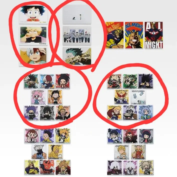 [BUNJANG] My Hero Academia Lottery Postcard &amp; Sticker Bundle Set / 나히아 쿠지 엽서 스티커 일괄