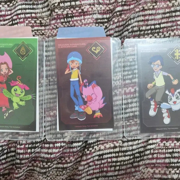 [BUNJANG] Digimon Adventure Gold Foil Photocard Set (Mina, Sora, Jinsang) / 디지몬 어드벤처 금박 포토카드 3종 미나 소라 정석