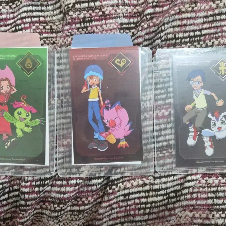 [BUNJANG] Digimon Adventure Gold Foil Photocard Set (Mina, Sora, Jinsang) / 디지몬 어드벤처 금박 포토카드 3종 미나 소라 정석